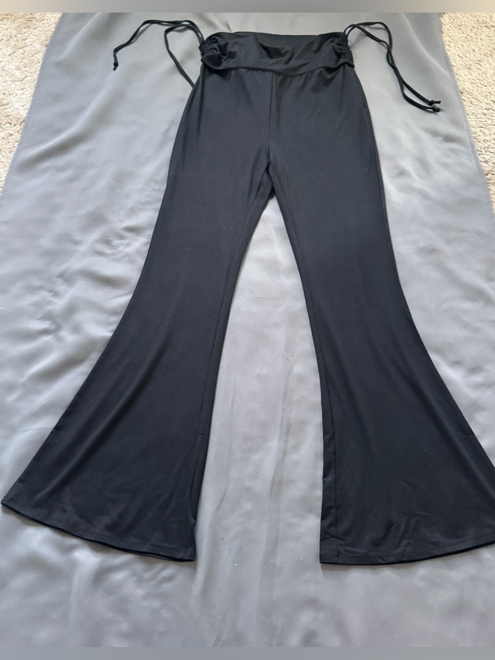 Forever 21 Black Flared Lounge Pants with Side Drawstrings